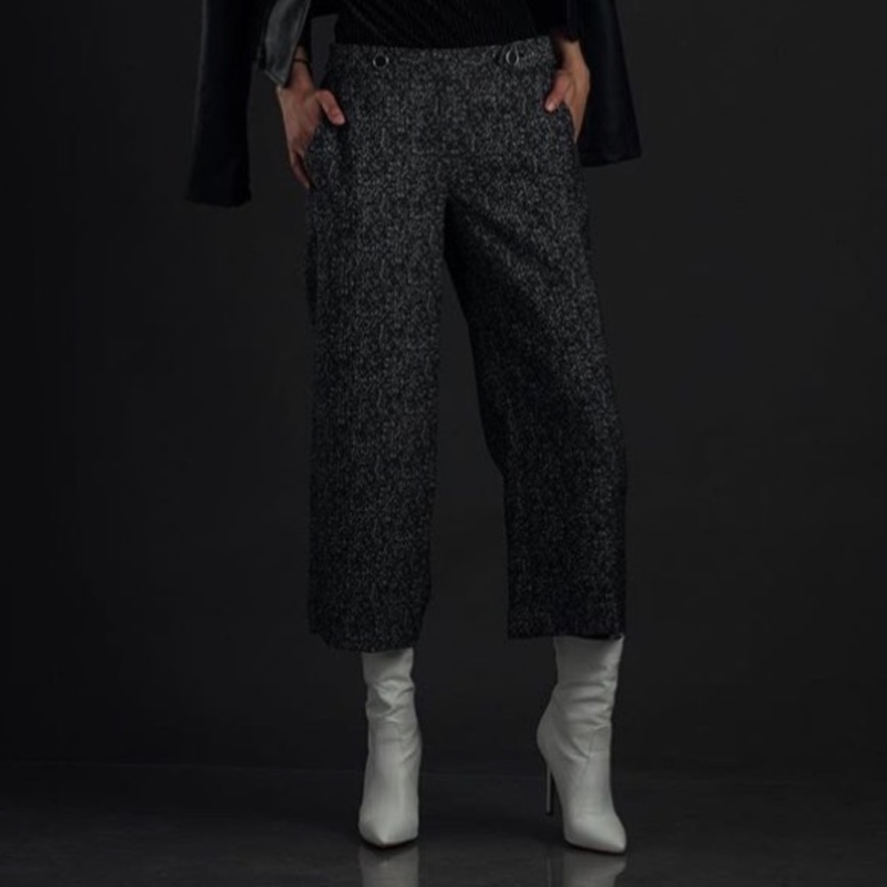 Grey/black midi wide leg trousers